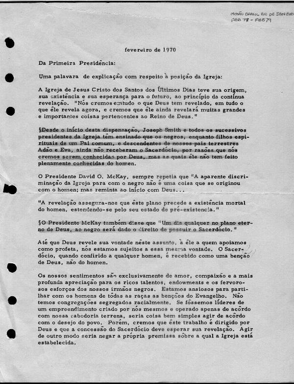 First Presidency Letter